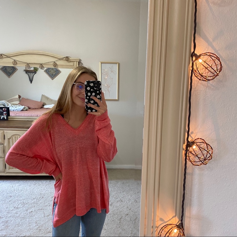 J CREW LARGE PINK VNECK SWEATER NWOT - Picture 7 of 8
